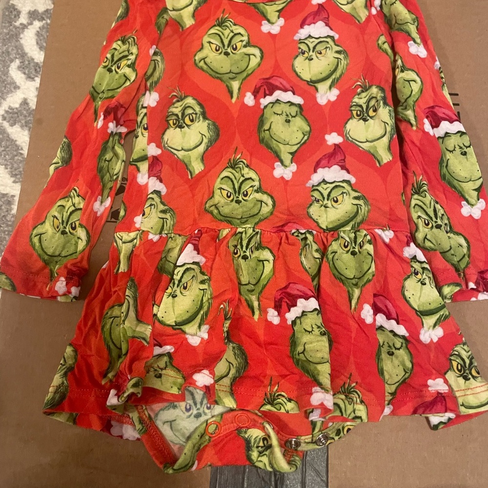 Posh Peanut Red and Green Grinch Kids Dress